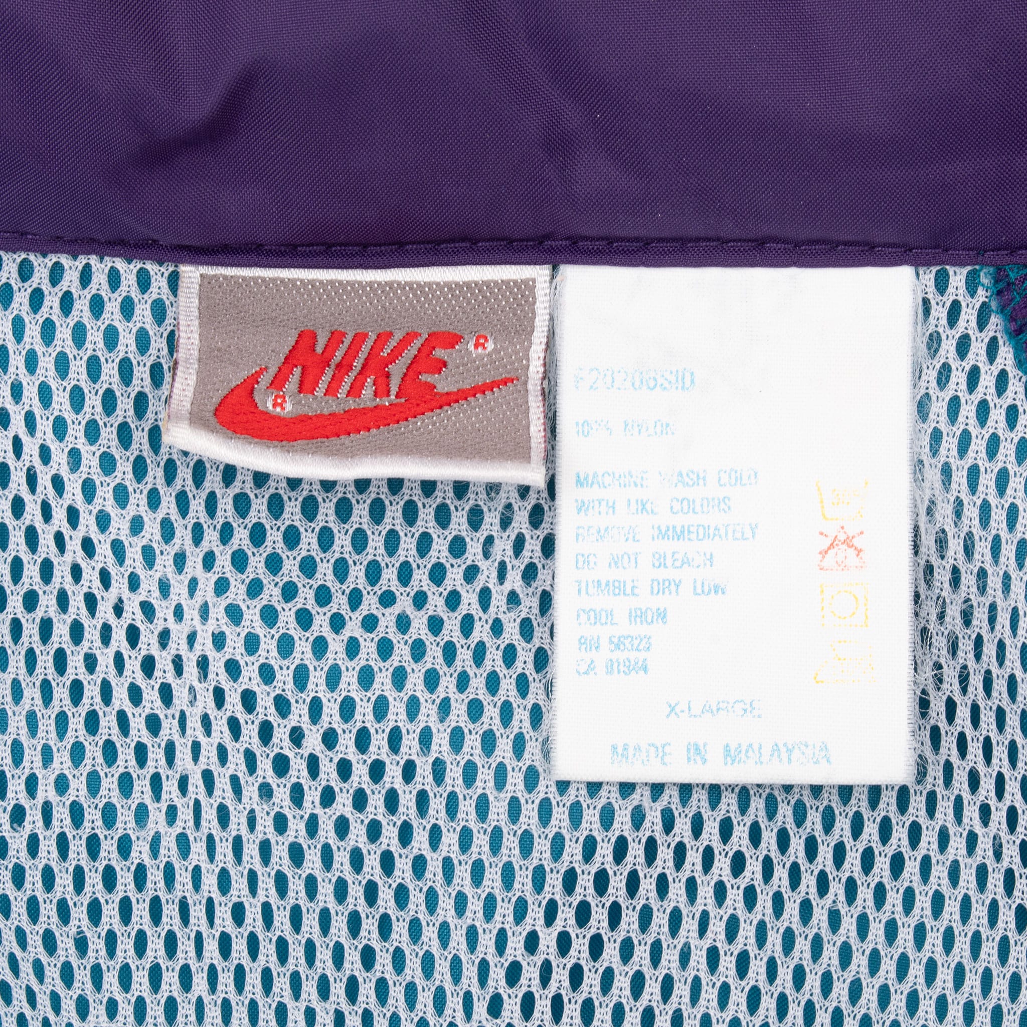 Vintage Nike Swoosh Purple And Teal Windbreaker Jacket Late 1980S Size XL
