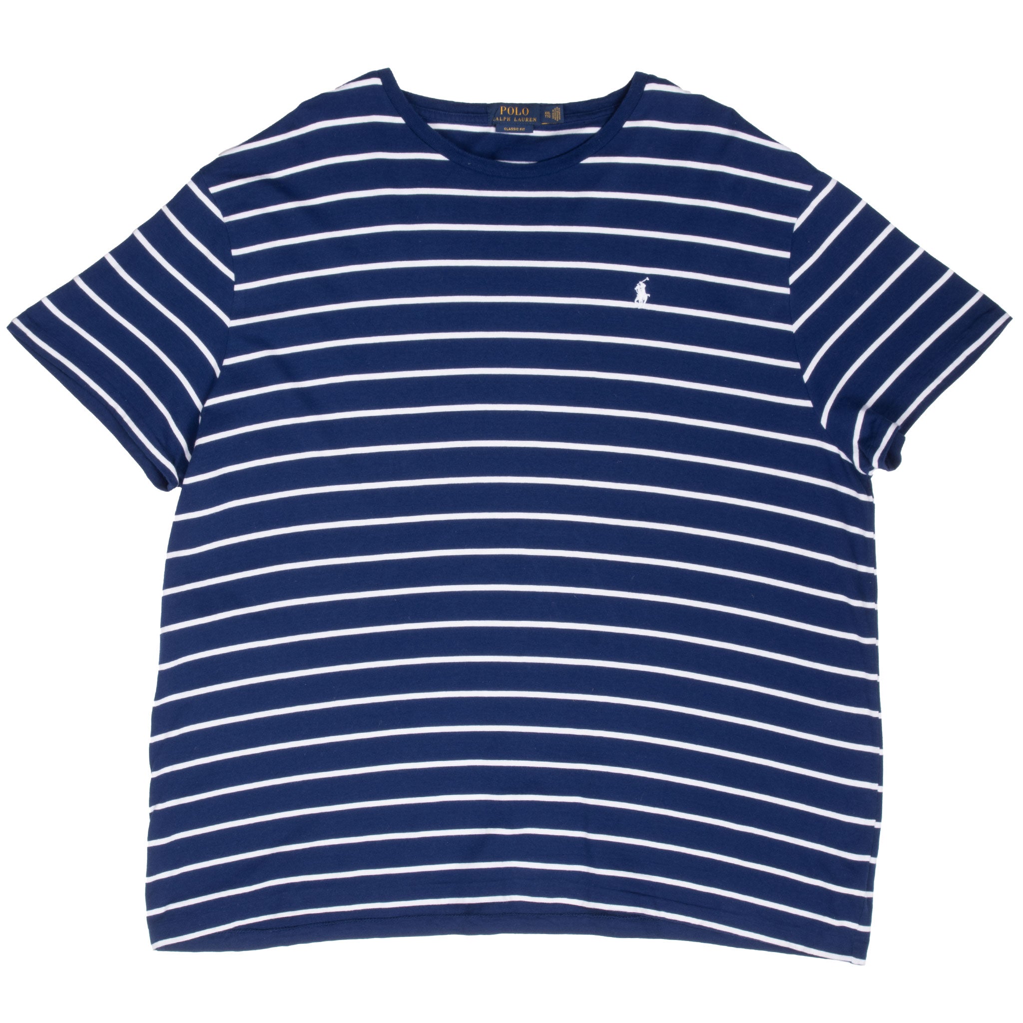 VINTAGE POLO RALPH LAUREN BLUE MARINIERE STRIPE TEE SHIRT 2XL