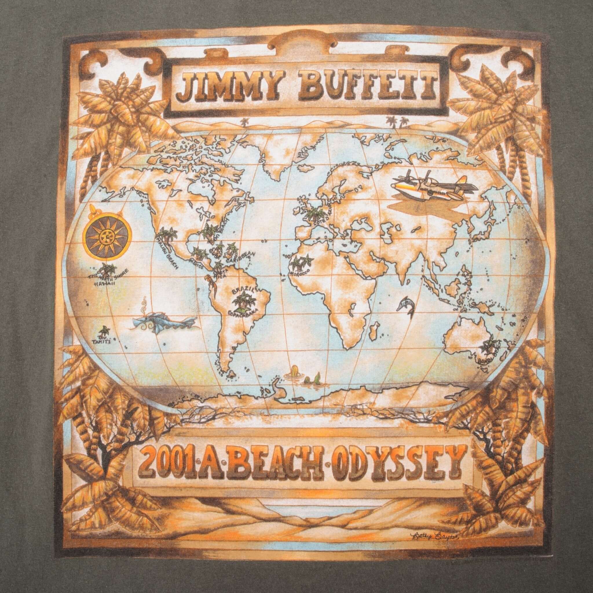 Vintage Jimmy Buffett 2001 A Beach Odyssey Tee Shirt Size XL