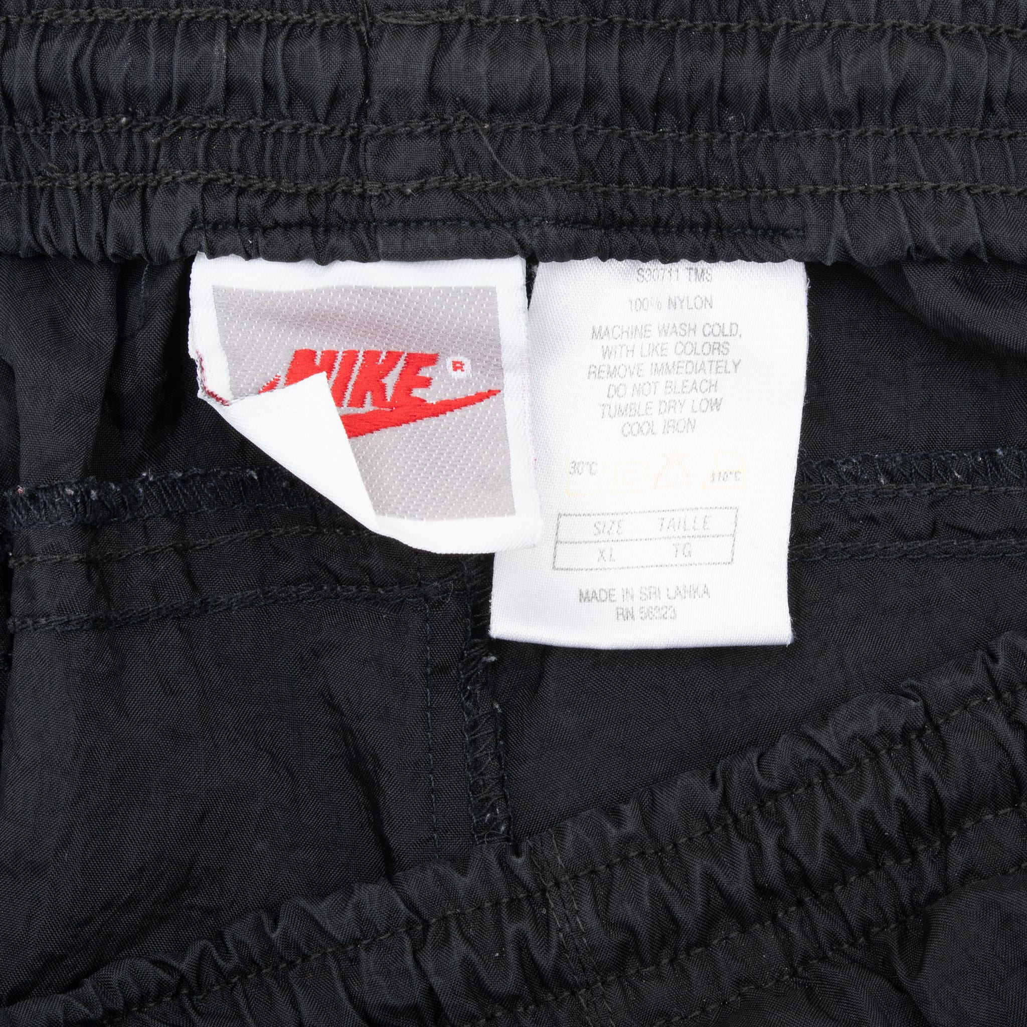 Vintage Nike Classic Swoosh Black Nylon Track Pants Late 1980S Size XL