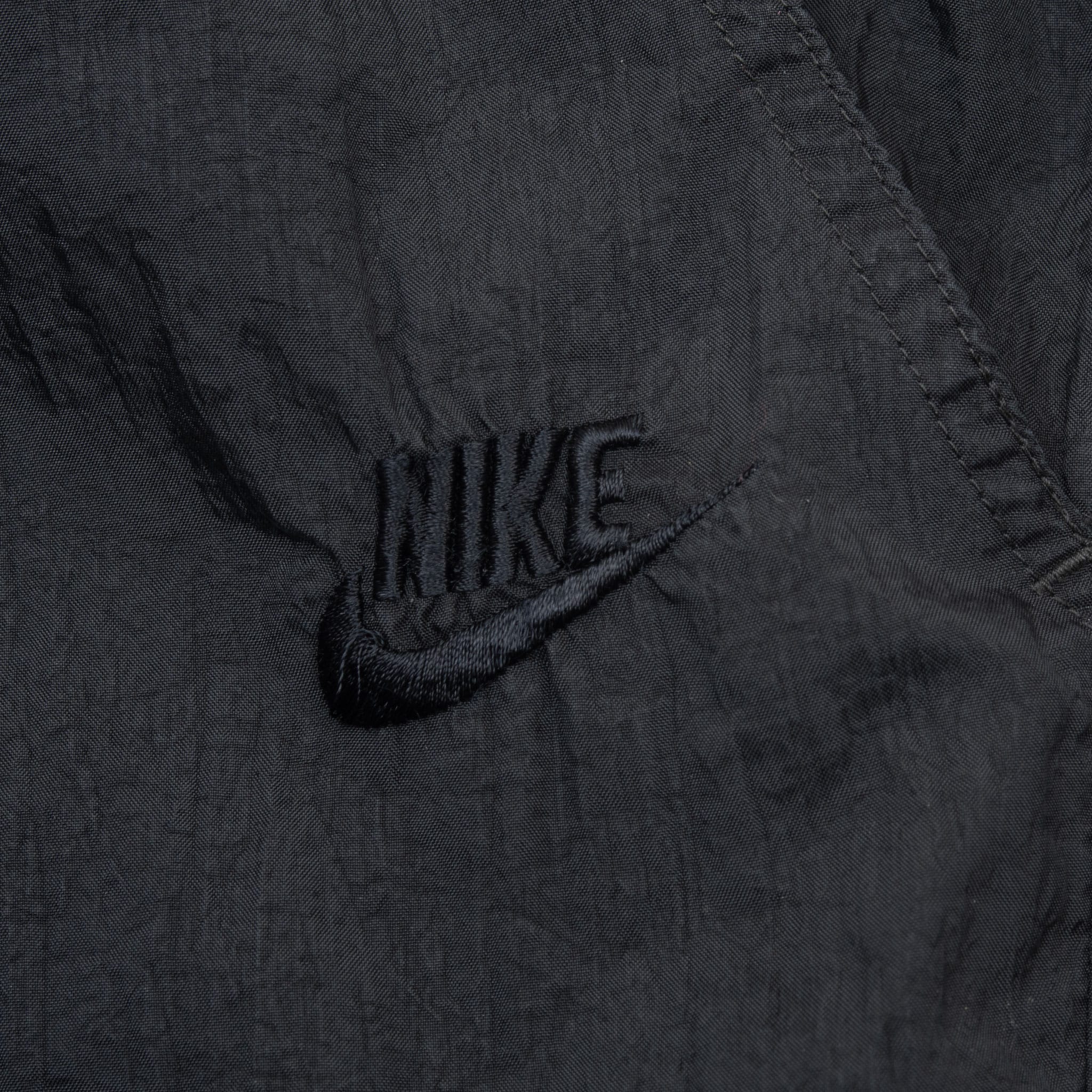Vintage Nike Classic Swoosh Black Nylon Track Pants Late 1980S Size XL