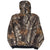Back of Carhartt Realtree Hardwoods camo hooded Active Jacket with black ribbed hem