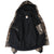 Open Carhartt camo Active Jacket showing black lining, inner pocket, and hood