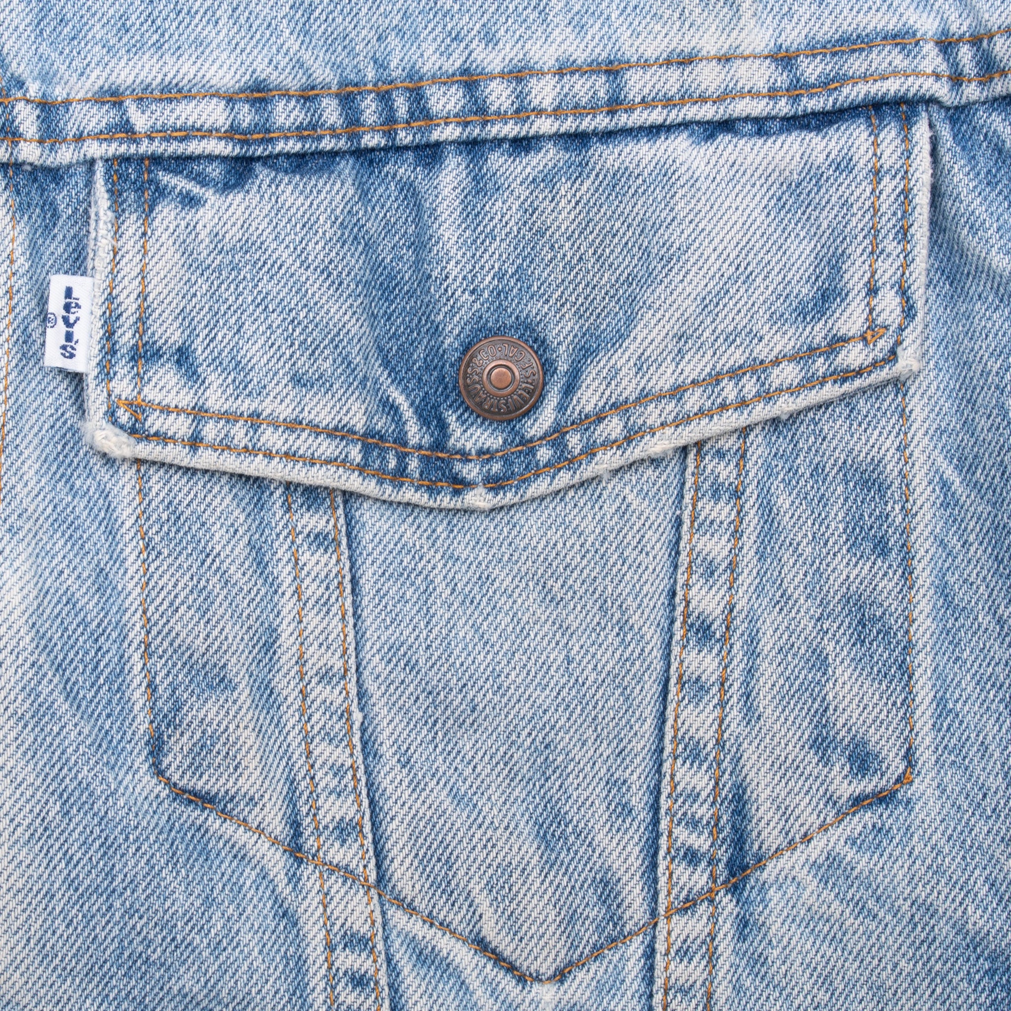 Vintage Levis Sherpa White Tab Trucker Blue Denim Jacket 1990S Size Large Made In Usa