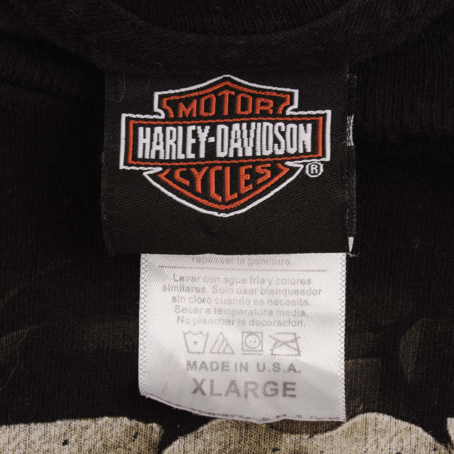 Vintage Harley Davidson Skeleton Barnett El Pasos Texas Long Sleeves Tee Shirt Size XL Made In USA