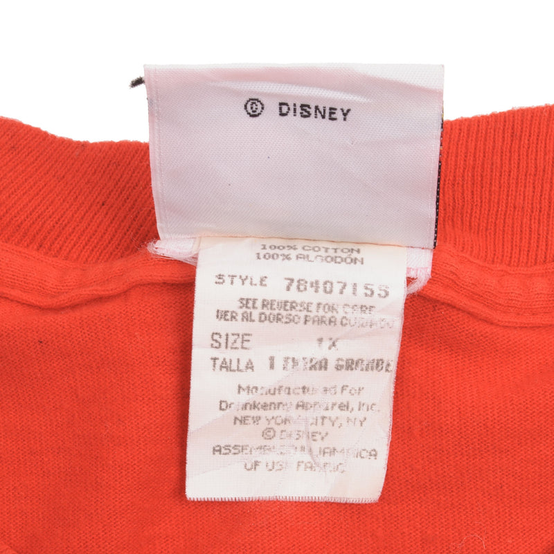 Vintage Disney Mickey Mouse Embroidered Tee Shirt Size XL With Single Stitch Sleeves. Made In USA.