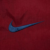 VINTAGE NIKE SPELLOUT SHERPA LINED BURGUNDY WINDBREAKER JACKET 1990S XL