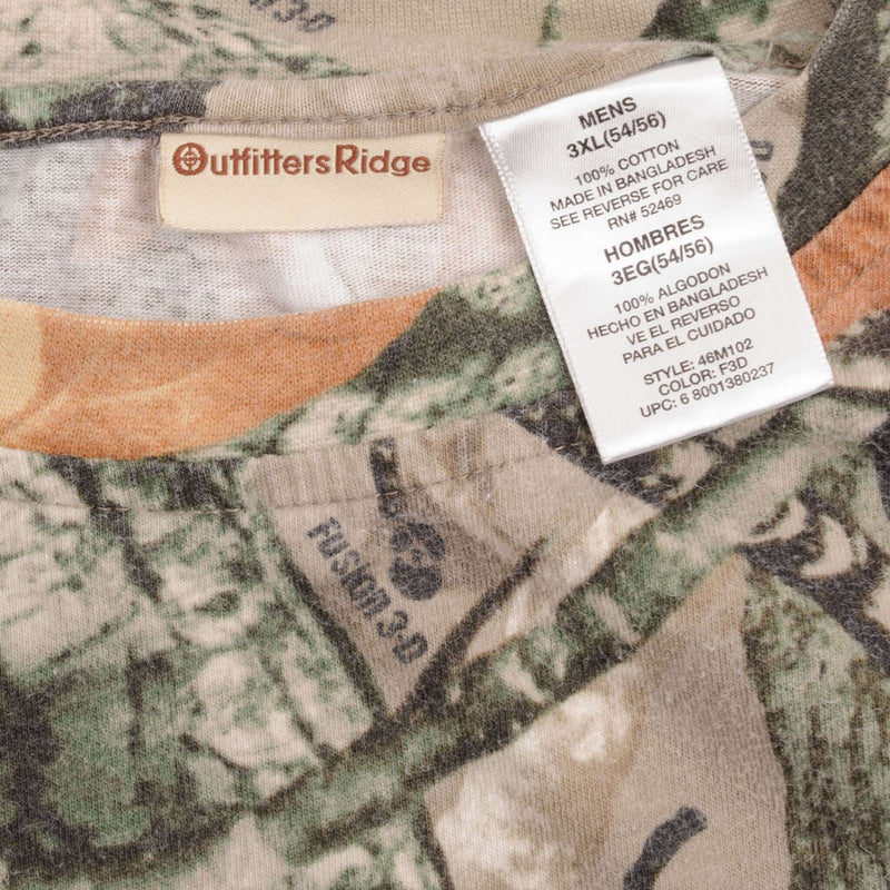 Vintage Hunting Fusion 3D Camo Long Sleeve Pocket Tee Shirt Size 3XL