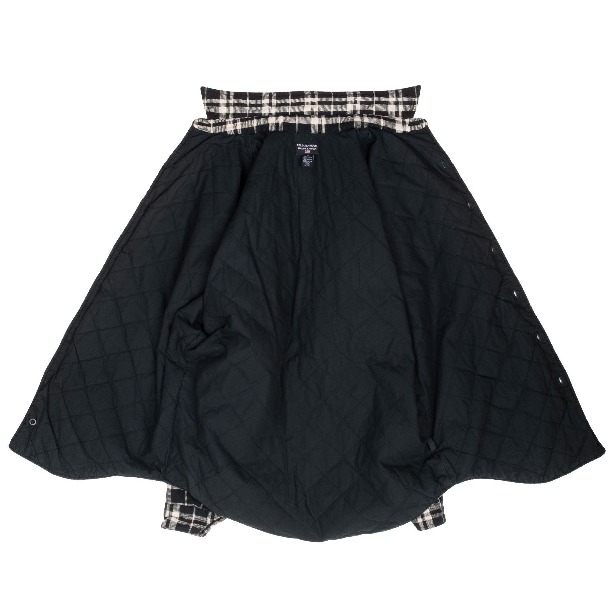 VINTAGE RALPH LAUREN JEANS CO BLACK WHITE PLAID FLANNEL OVER SHIRT 1990S MEDIUM