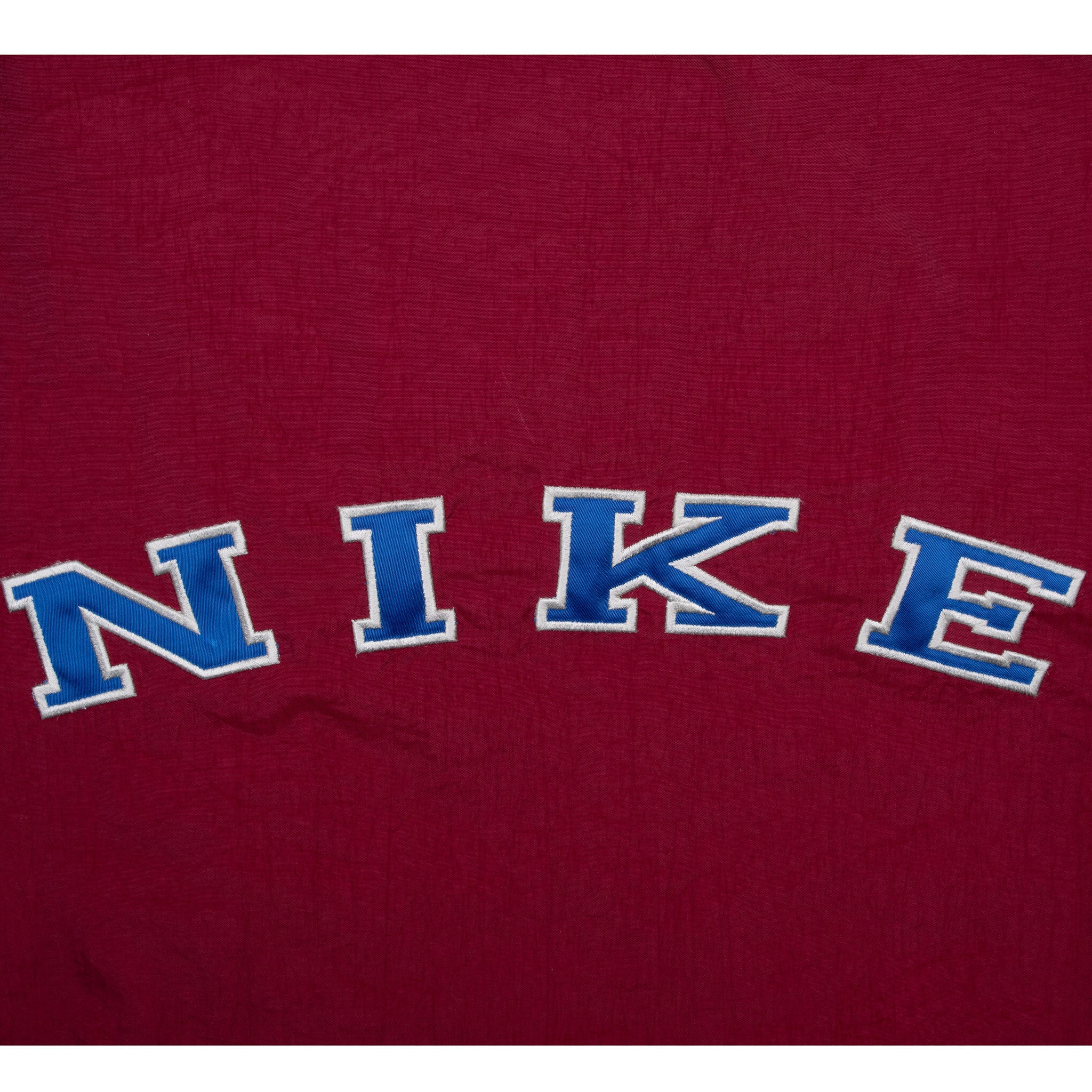 VINTAGE NIKE SPELLOUT SHERPA LINED BURGUNDY WINDBREAKER JACKET 1990S XL