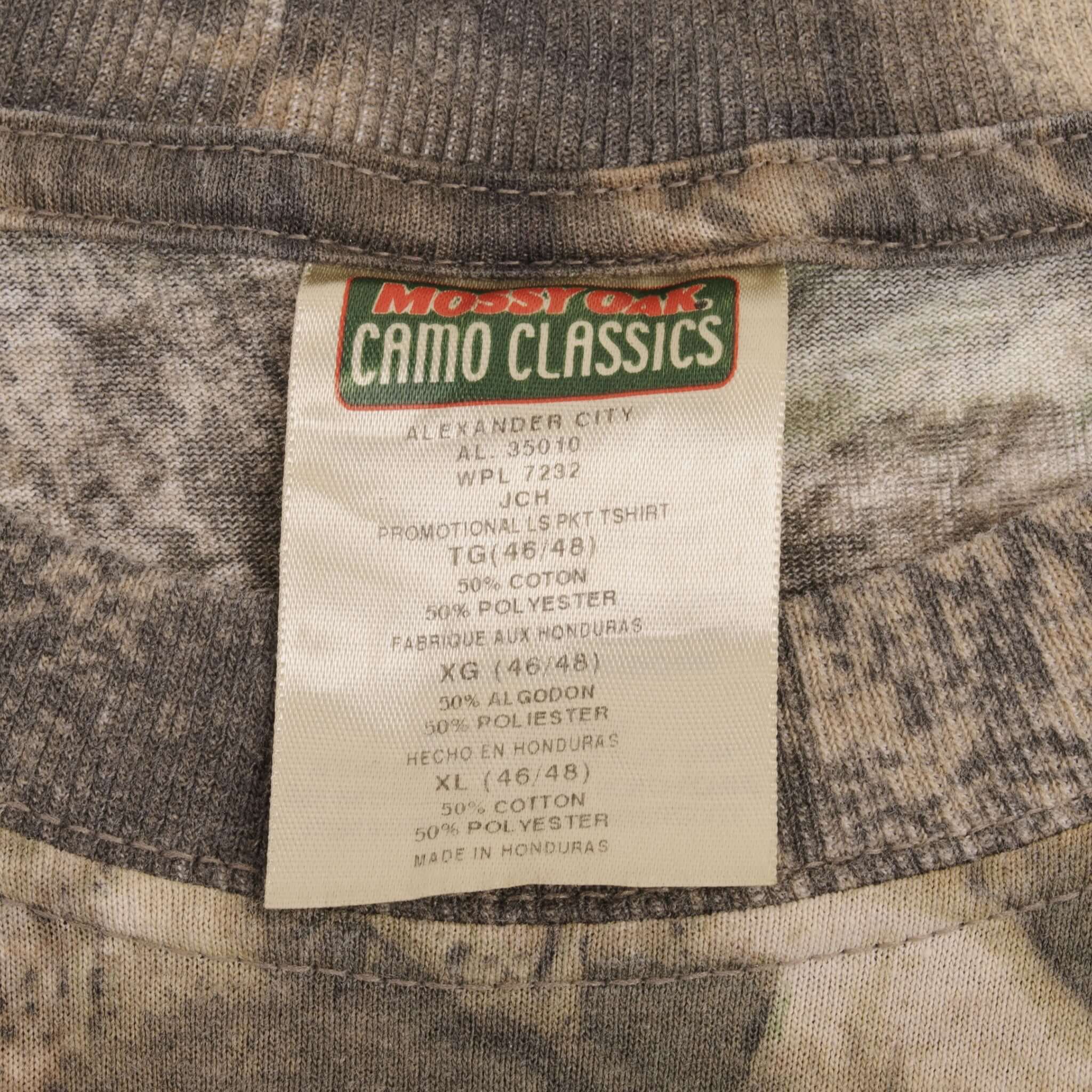 VINTAGE HUNTING MOSSY OAK CAMO LONG SLEEVE POCKET TEE SHIRT SIZE XL