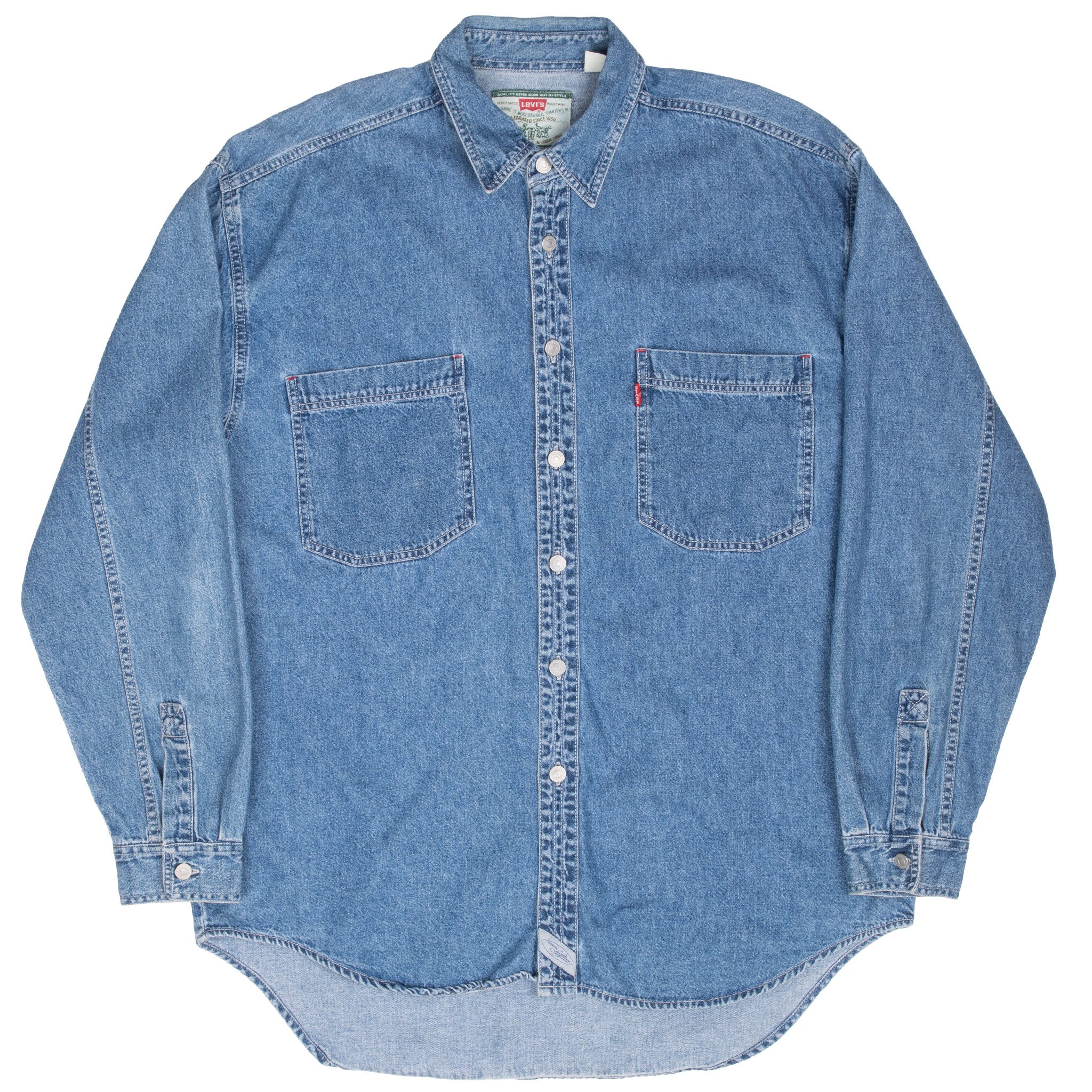 Vintage Levis Denim Blue Pocket Shirt 1990S Size Large