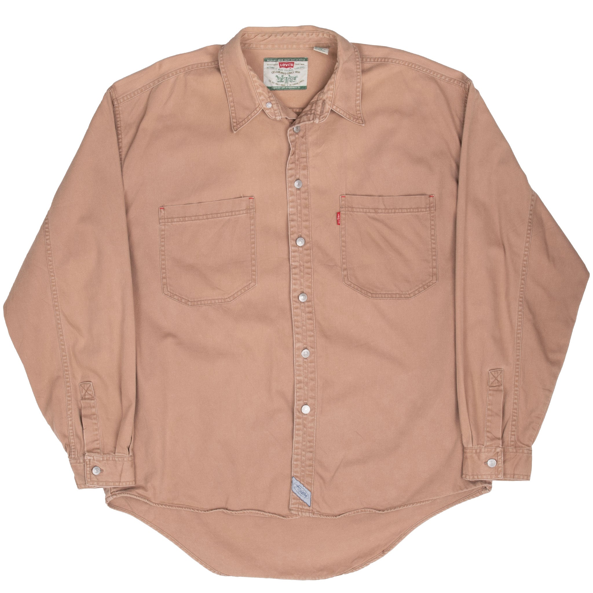 Vintage Levis Pocket Brown Denim Shirt 1990S Size XL