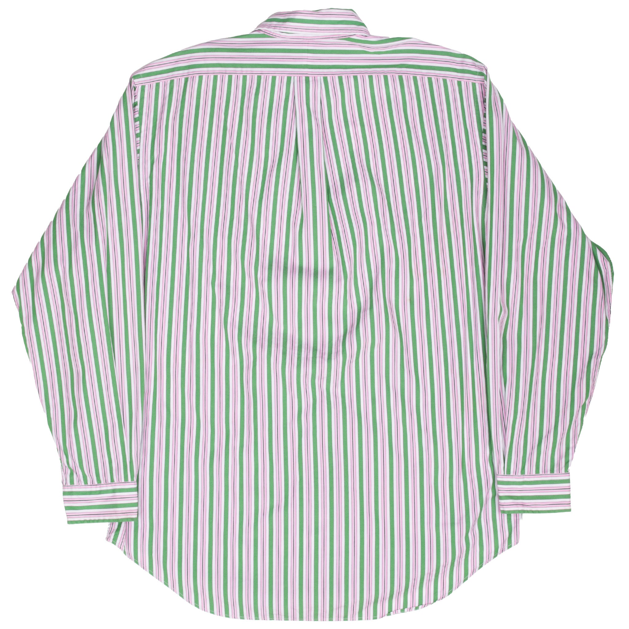 Vintage Ralph Lauren Classic Pink Green Striped Shirt 1990S Size Large