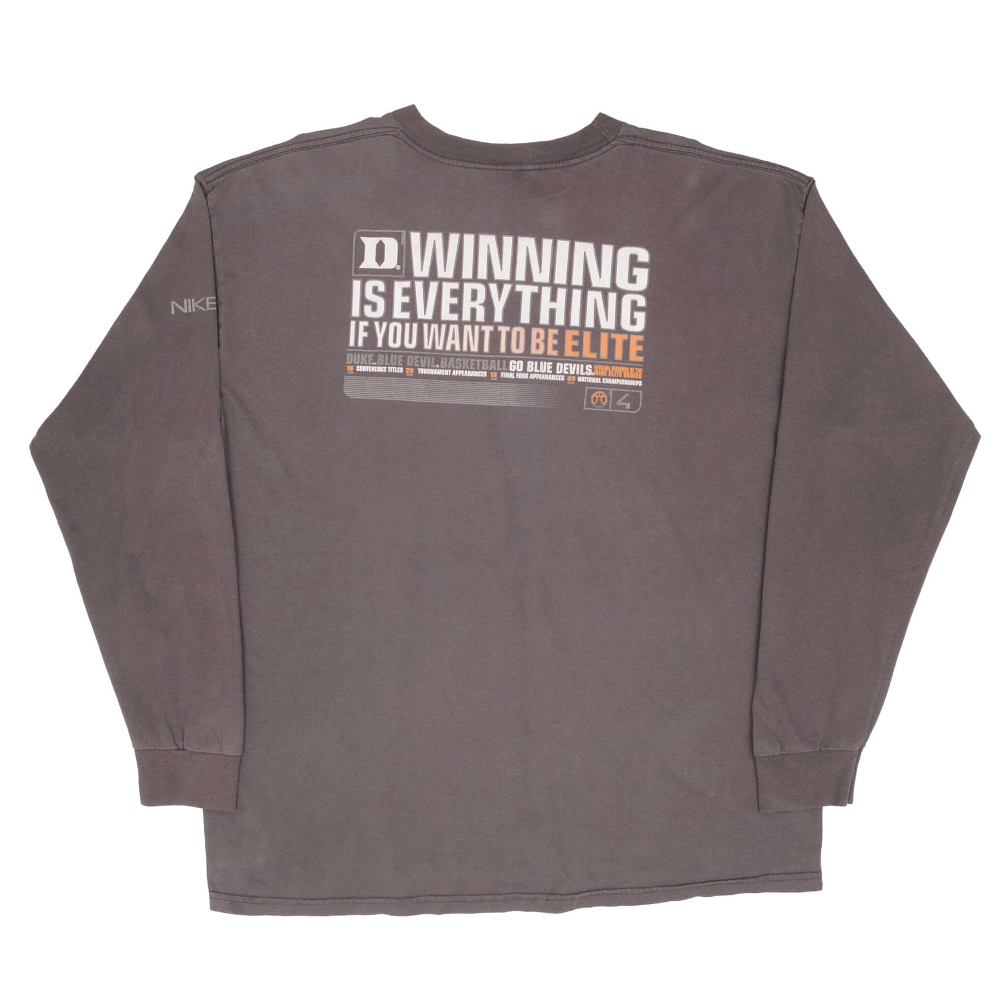 Vintage Nike Center Swoosh Ncaa Duke University Sleeve Tee Shirt 1990S Size XL