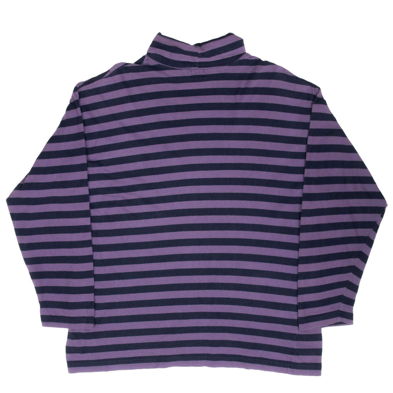 Vintage Guess Jeans Usa Striped Turtle Neck Long Sleeve Tee Shirt 1990S Size Large Made In USA