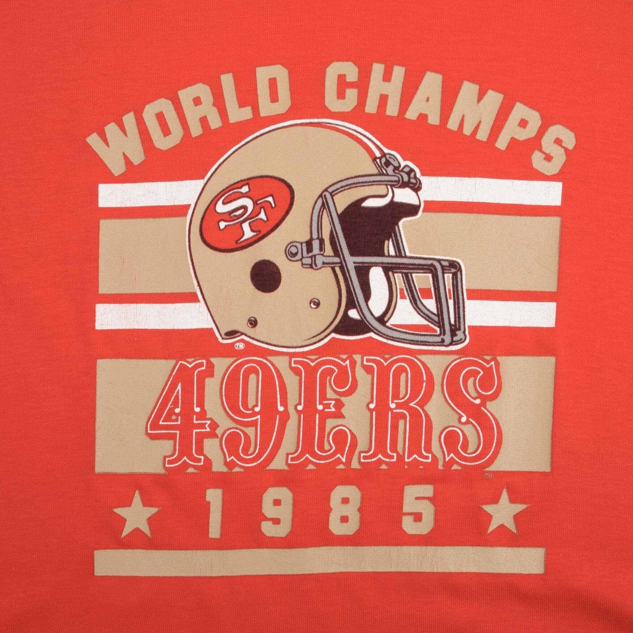 Vintage NFL San Francisco 49Ers Champions 1985 Tee Shirt Size Large Made In USA With Single Stitch Sleeves