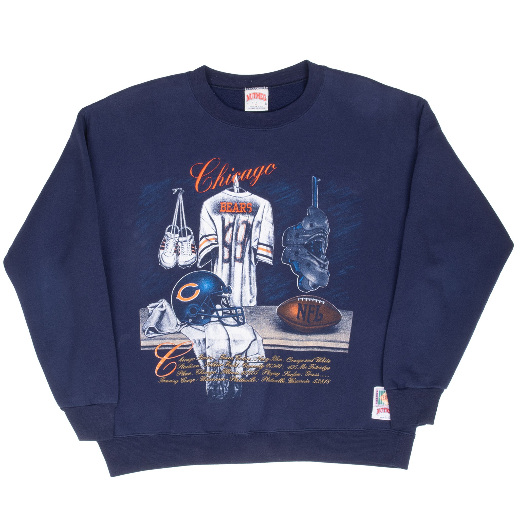 Vintage Nfl Chicago Bears Locker Room Sweatshirt 1990S Size XL Made In Usa