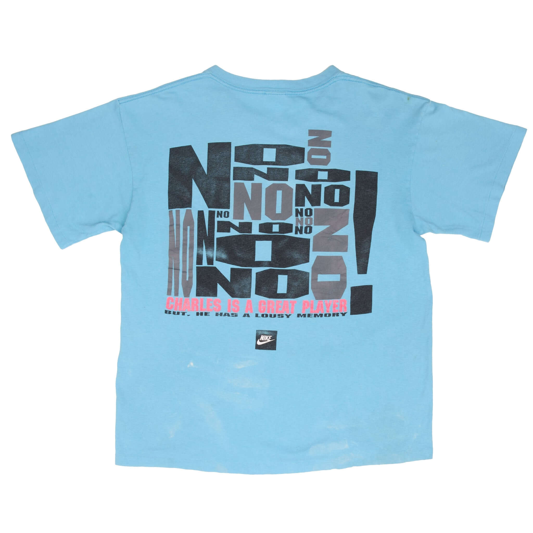 Vintage Nike Charles Barkley Tee Shirt Late 1980S Size Large Made In USA With Single Stitch Sleeves