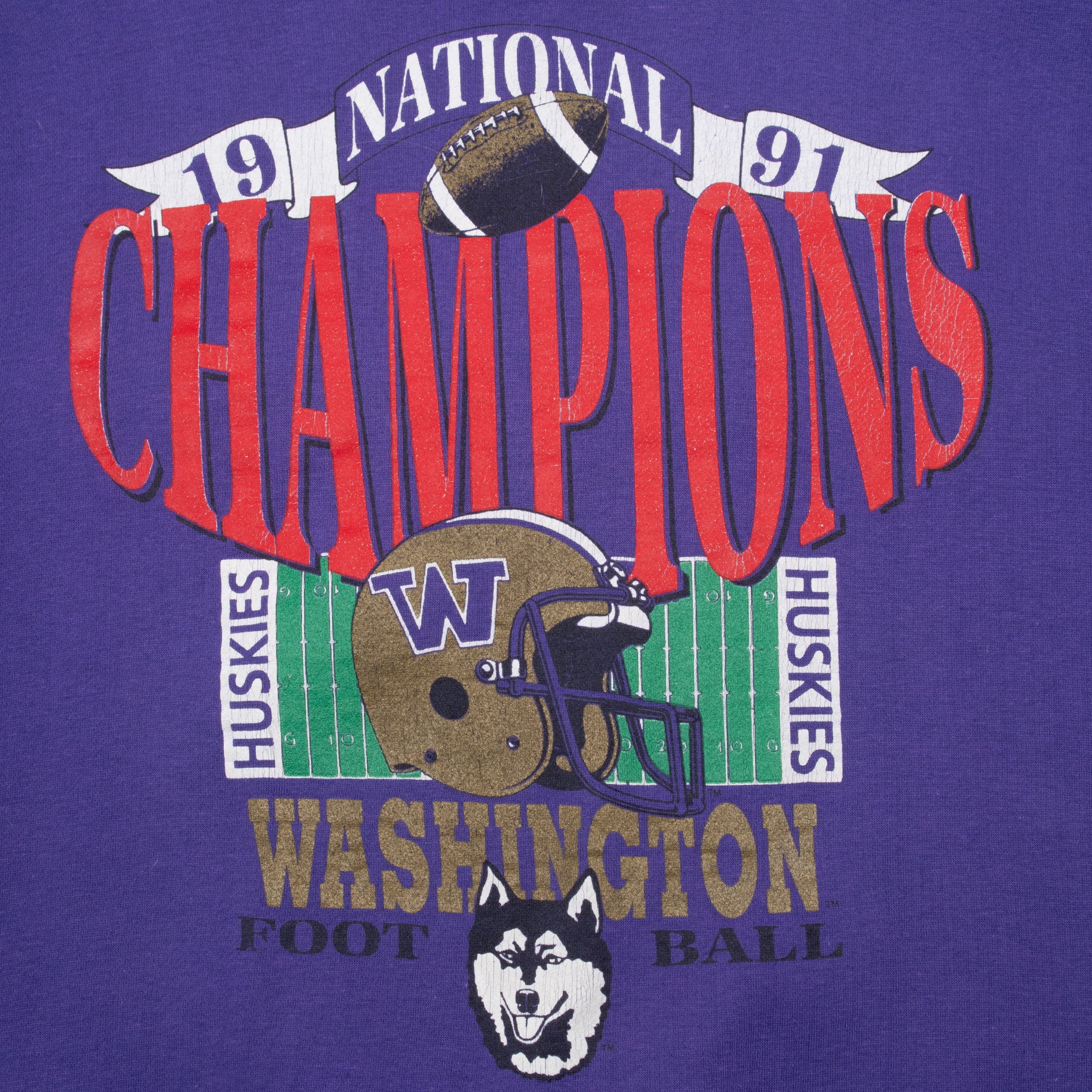 Vintage Ncaa Washington Huskies Champions 1991 Sweatshirt Size XL Made In Usa