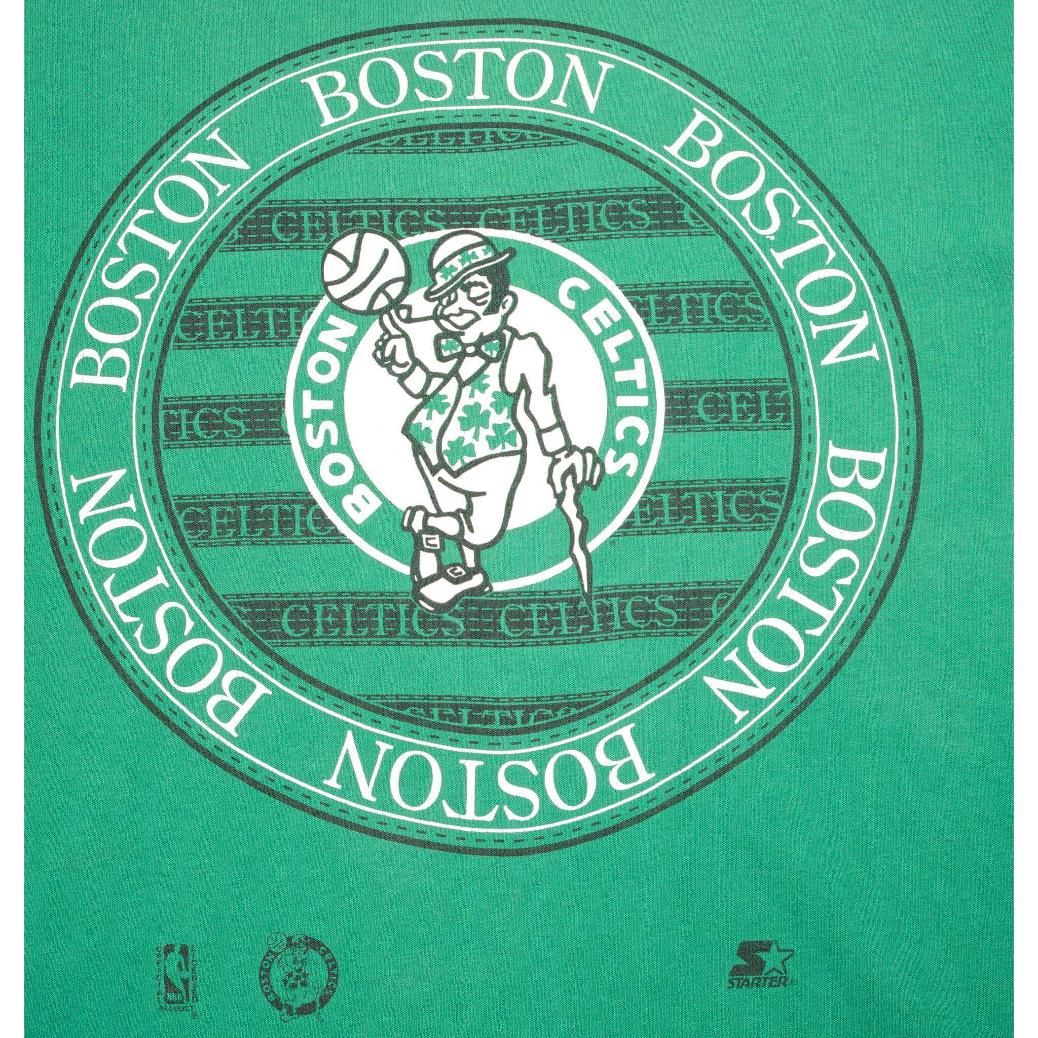 VINTAGE STARTER NBA BOSTON CELTICS TEE SHIRT SIZE XL MADE IN USA 1990S