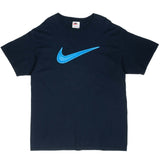 Vintage Nike Neon Big Swoosh Blue Tee Shirt 1990S Size Large Made In Usa
