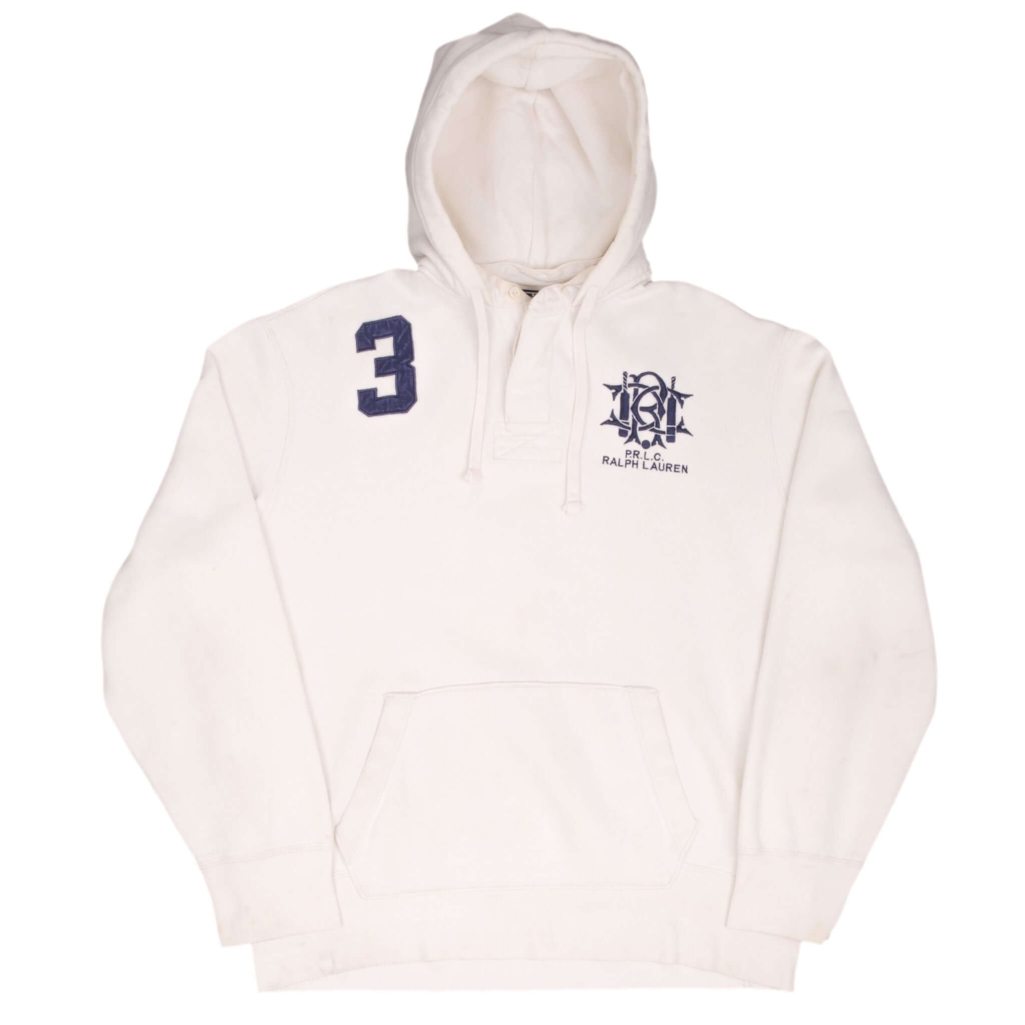 Vintage Polo Ralph Lauren Prlc White Heavyweight Hoodie Sweatshirt 1990S Size XL