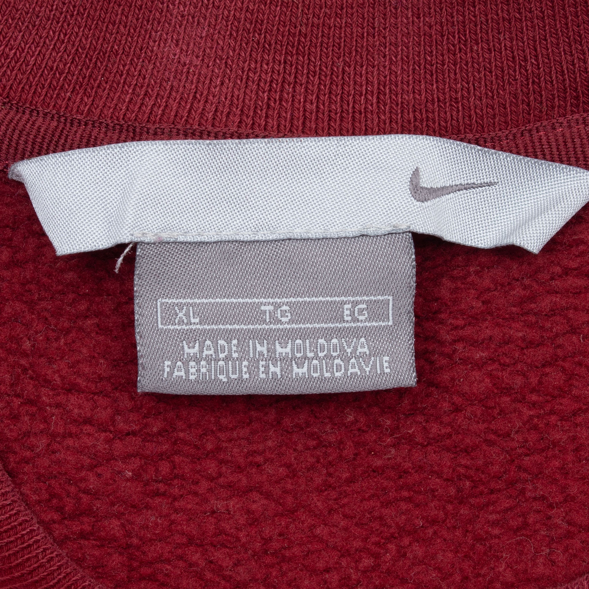 Vintage Nike Classic Swoosh Red Burgundy Sweatshirt 2000S Size XL