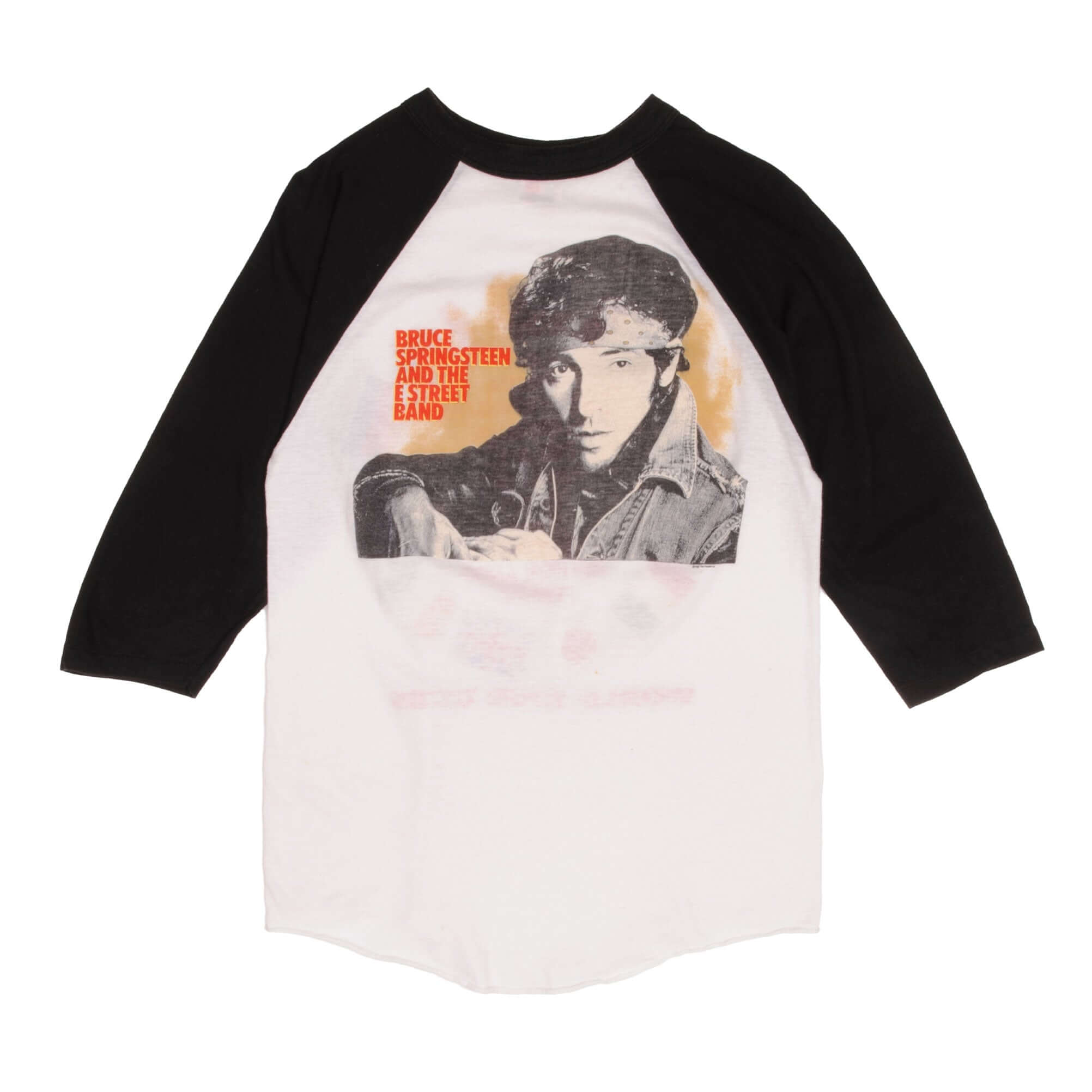 Vintage Bruce Springsteen And The E Street Band World Tour '84/85 Signal Raglan Tee Shirt 1984 Size Large (fits like a Small) Made In USA with single stitch sleeves.