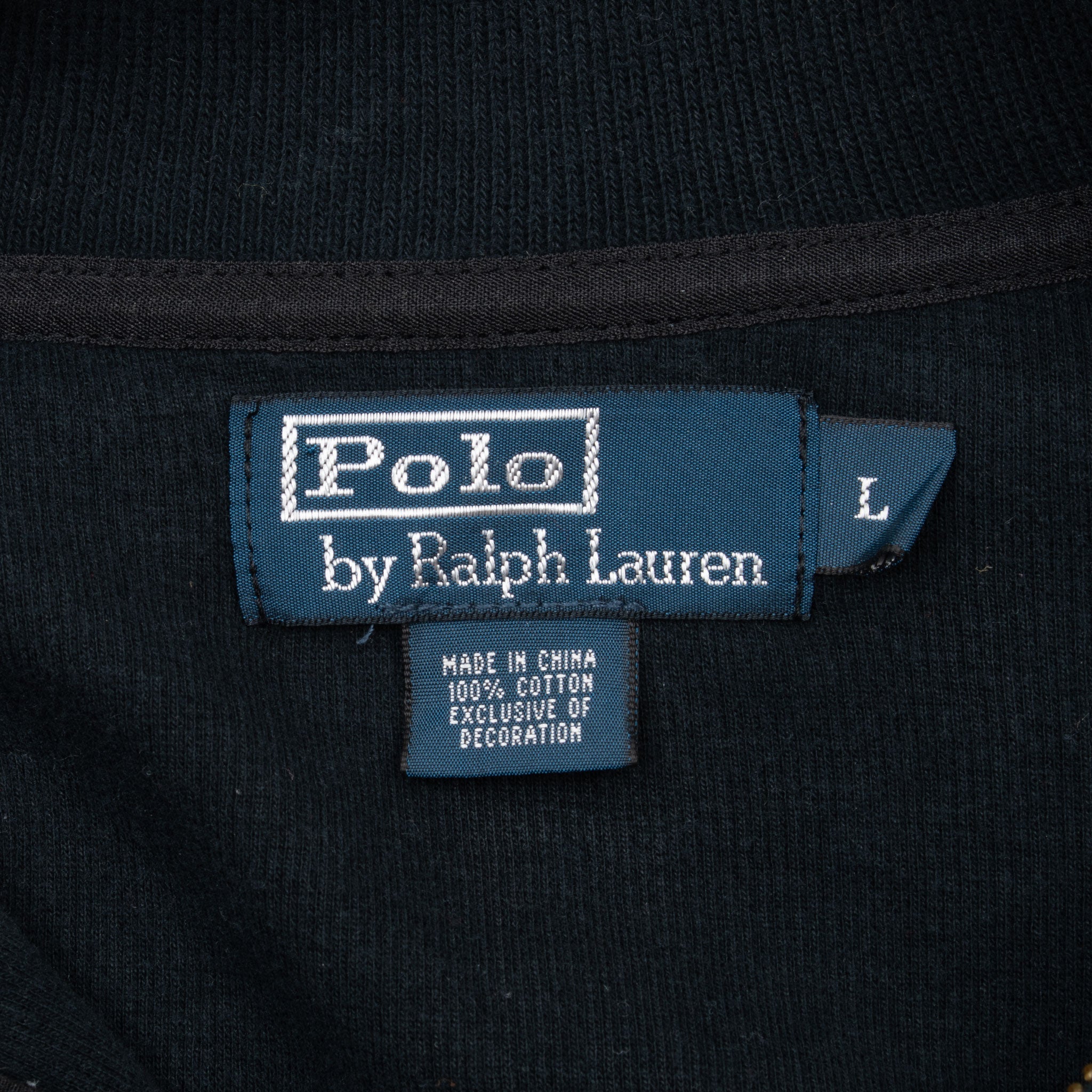 Vintage Polo Ralph Lauren Black Quarter 1/4 Zip Sweater 1990S Size Large