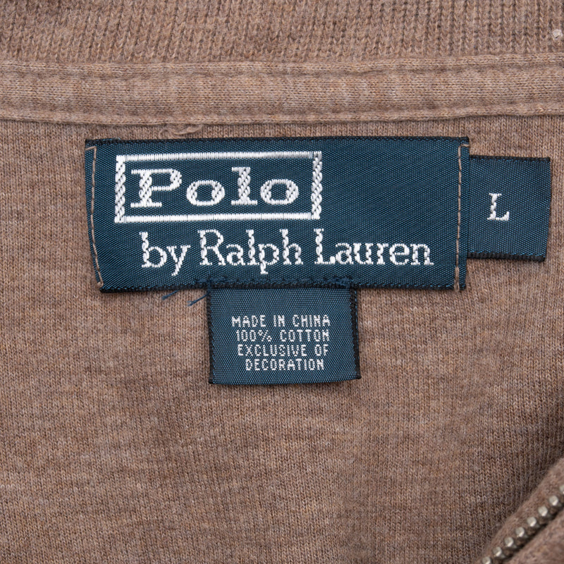 Vintage Polo Ralph Lauren Beige Quarter Zip Sweatshirt Size Large 1990S