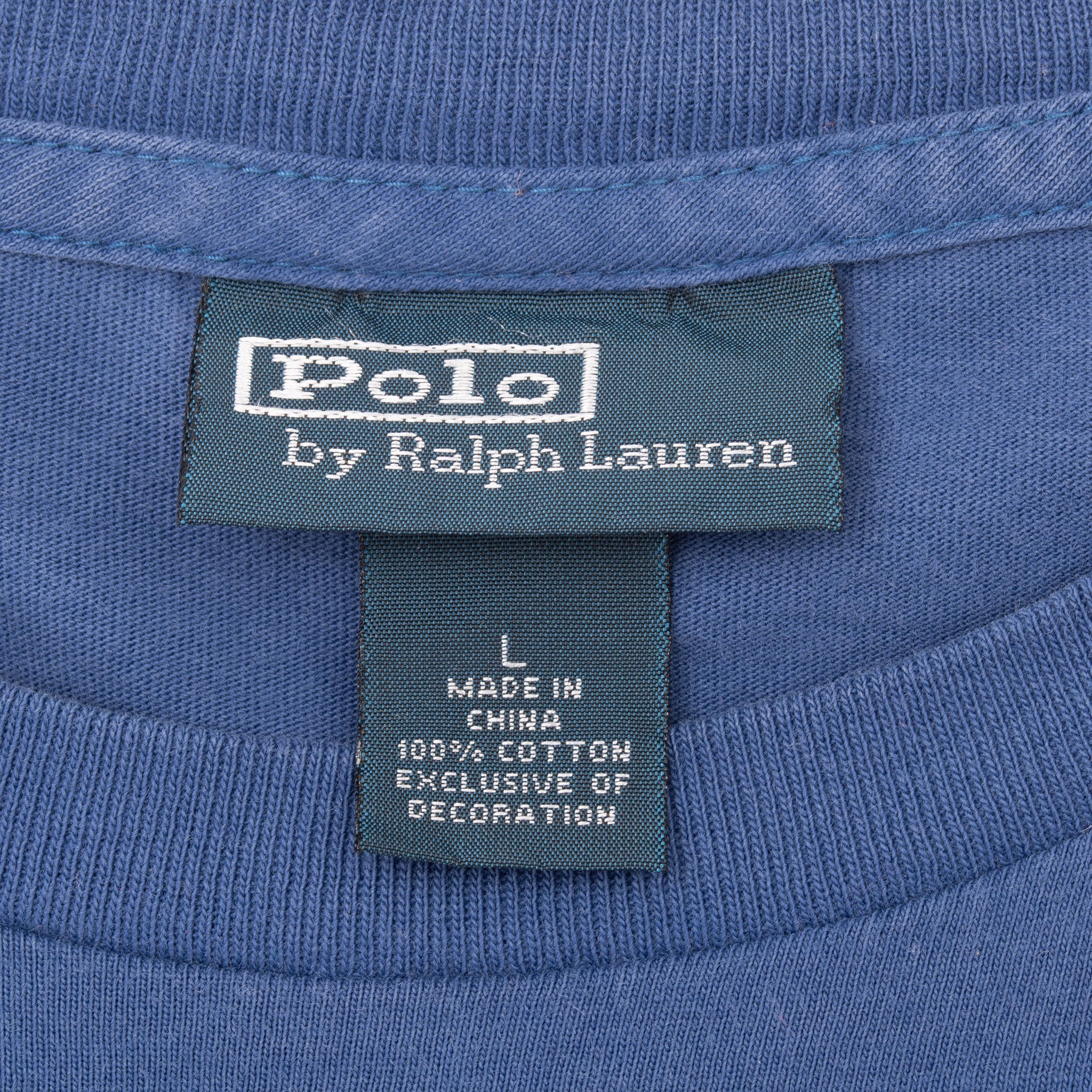 VINTAGE POLO RALPH LAUREN BLUE POCKET TEE SHIRT 1990S SIZE LARGE