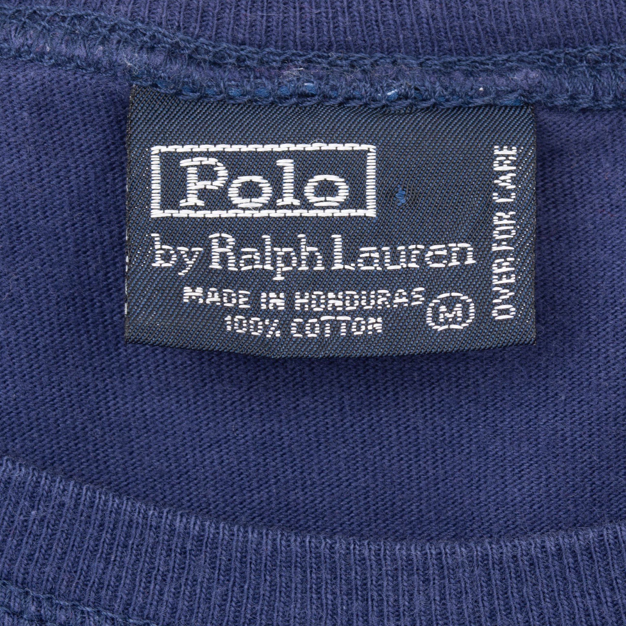 VINTAGE POLO RALPH LAUREN LONG SLEEVE BLUE POCKET TEE SHIRT MEDIUM