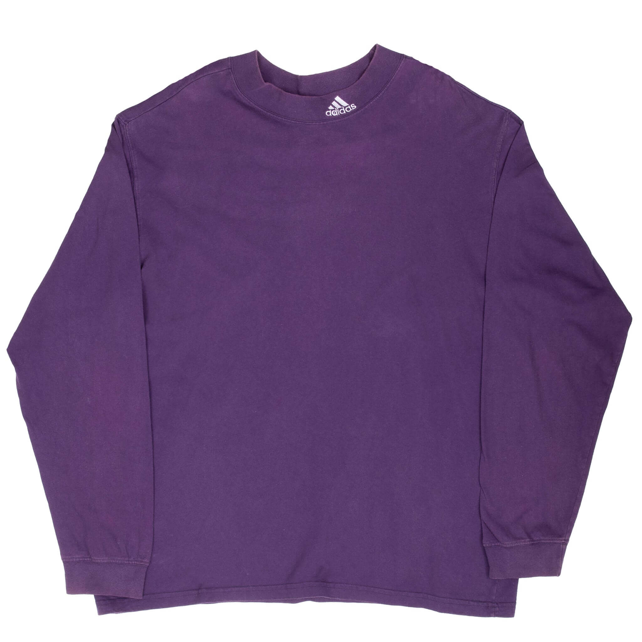 Vintage Adidas Long Sleeve Turtle Neck Purple Tee Shirt 1990S Size 2XL Made In Usa