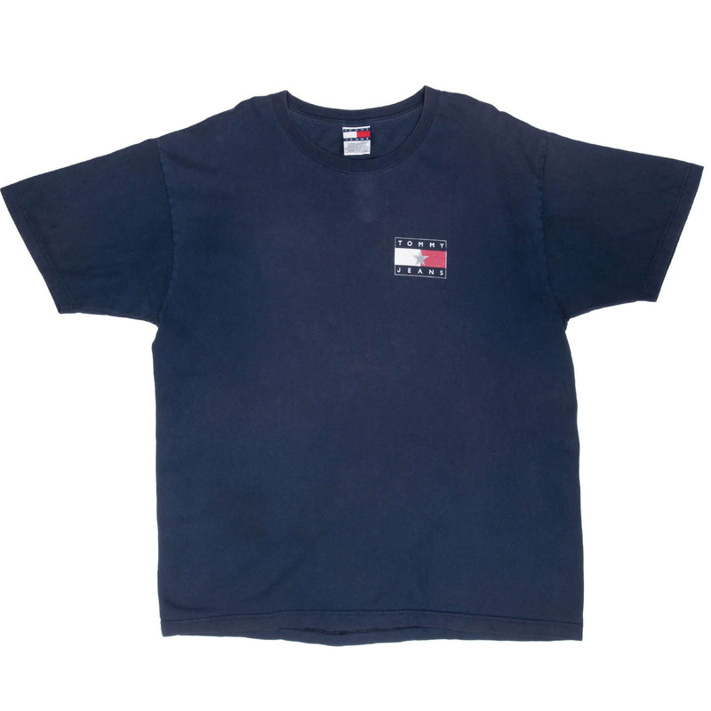 Vintage Tommy Jeans Blue Tee Shirt 1990S Size XL