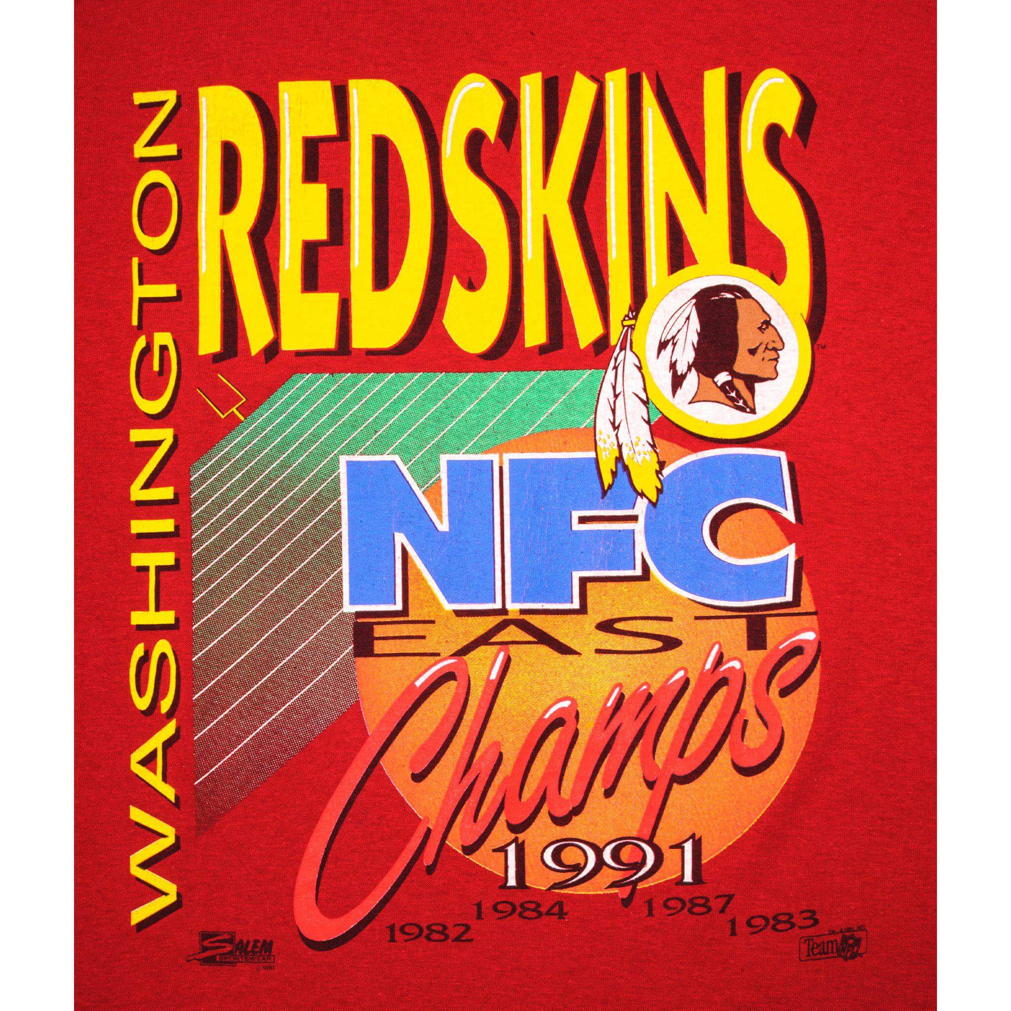 VINTAGE NFL WASHINGTON REDSKINS TEE SHIRT 1991 SIZE LARGE MADE IN USA