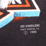 Vintage Black 3D Emblem Harley Davidson Jack's Cycles Costa Mesa, California 1990  Tee Shirt 1984 Size L With Single Stitch Made In USA