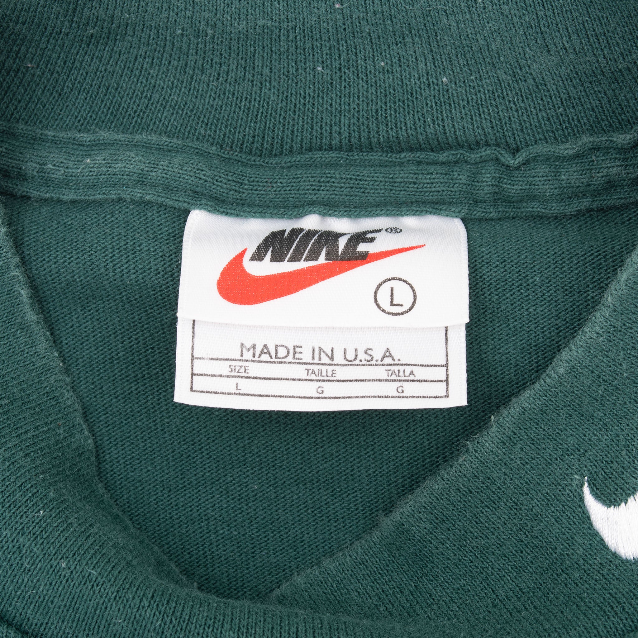 VINTAGE NIKE LONG SLEEVE TURTLE NECK GREEN TEE SHIRT 1990S LARGE MADE IN USA