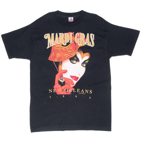 Vintage New Orleans Mardi Gras 1995 Nola Tee Shirt Size Large Made In Usa With Single Stitch Sleeves
