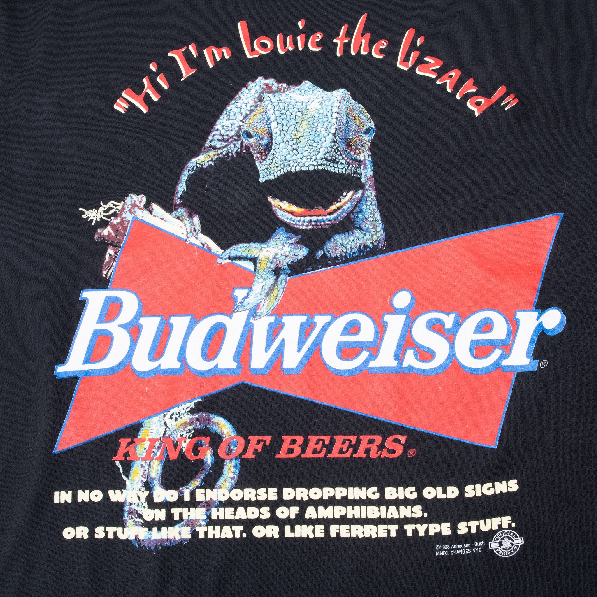 VINTAGE BUDWEISER CHAMELEON LOUIE THE LIZARD TEE SHIRT 1998 2XL MADE IN USA