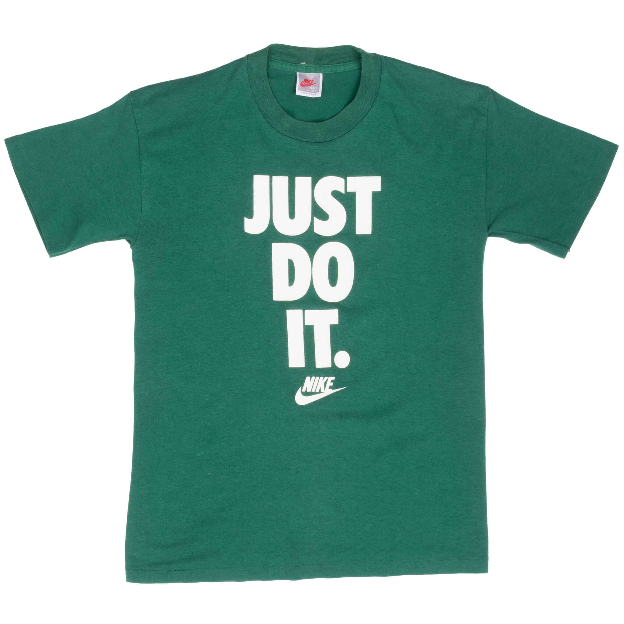 Vintage Nike Just Do It Green Tee Shirt Late 1980S Size Small Made In Usa With Single Stitch Sleeves