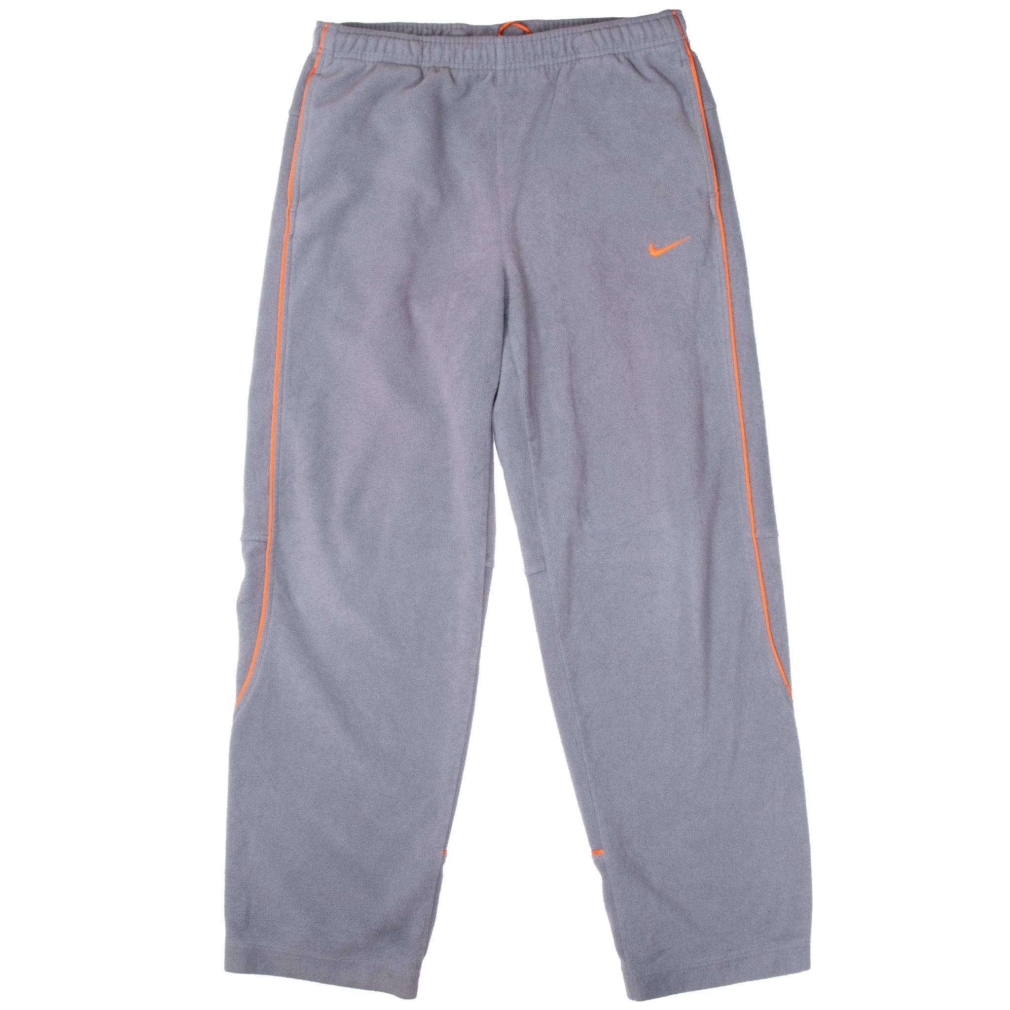 VINTAGE NIKE CLASSIC SWOOSH GREY ORANGE FLEECE TRACK PANTS 2000S XL