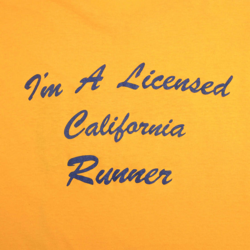 Vintage California Runnin 1974 Hanes Tee Shirt Size Large Made In USA With Single Stitch Sleeves