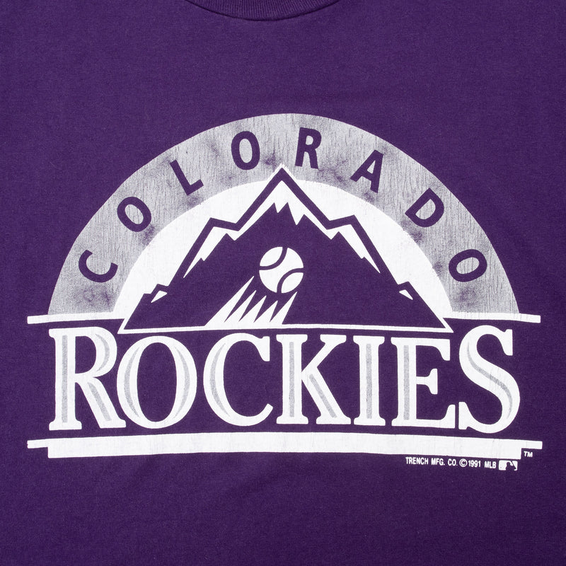 Vintage Mlb Colorado Rockies Tee Shirt 1991 Large Made In Usa With Single Stitch Sleeves