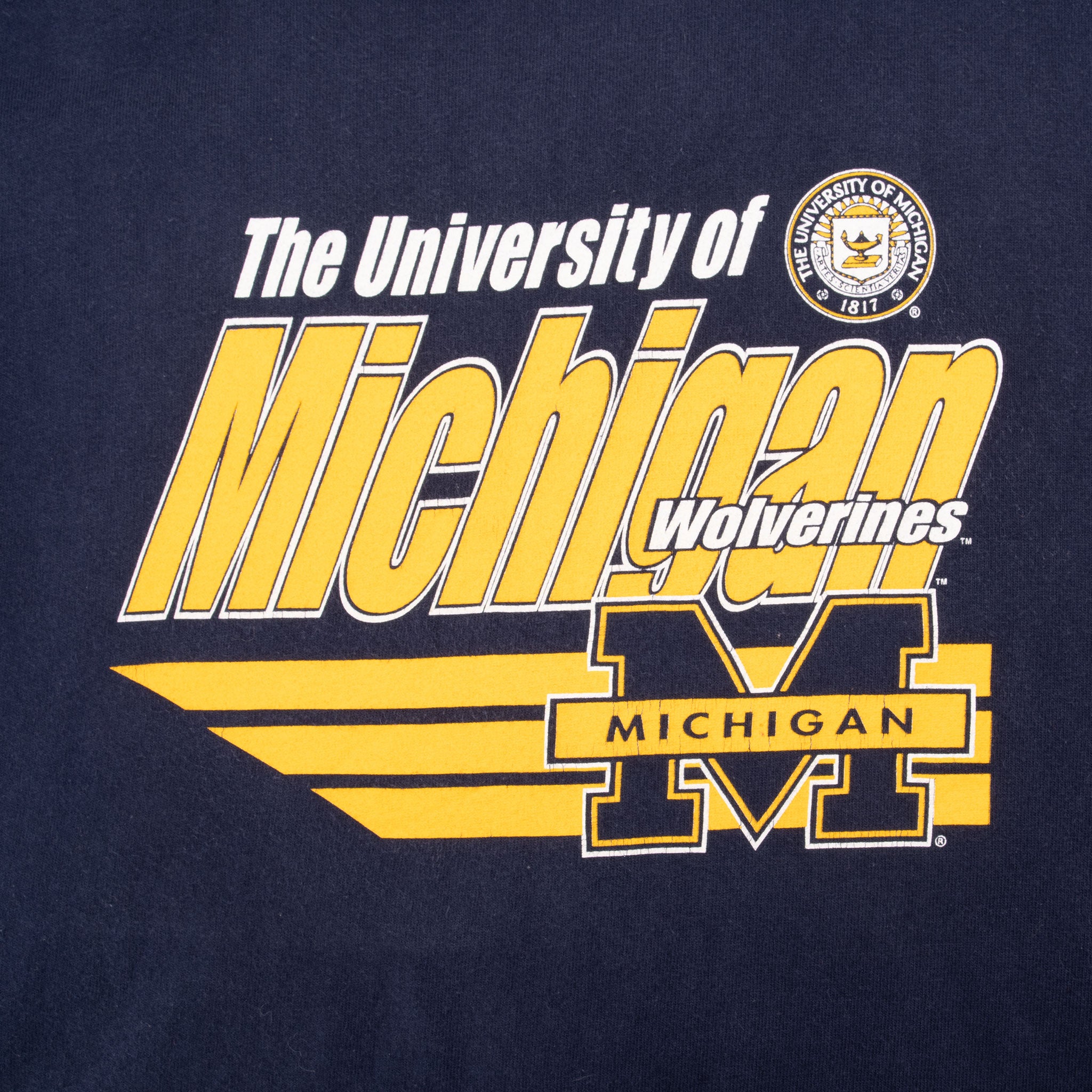 Vintage Ncaa University Of Michigan Wolverines Tee Shirt 1990S Large Made In Usa With Single Stitch Sleeves