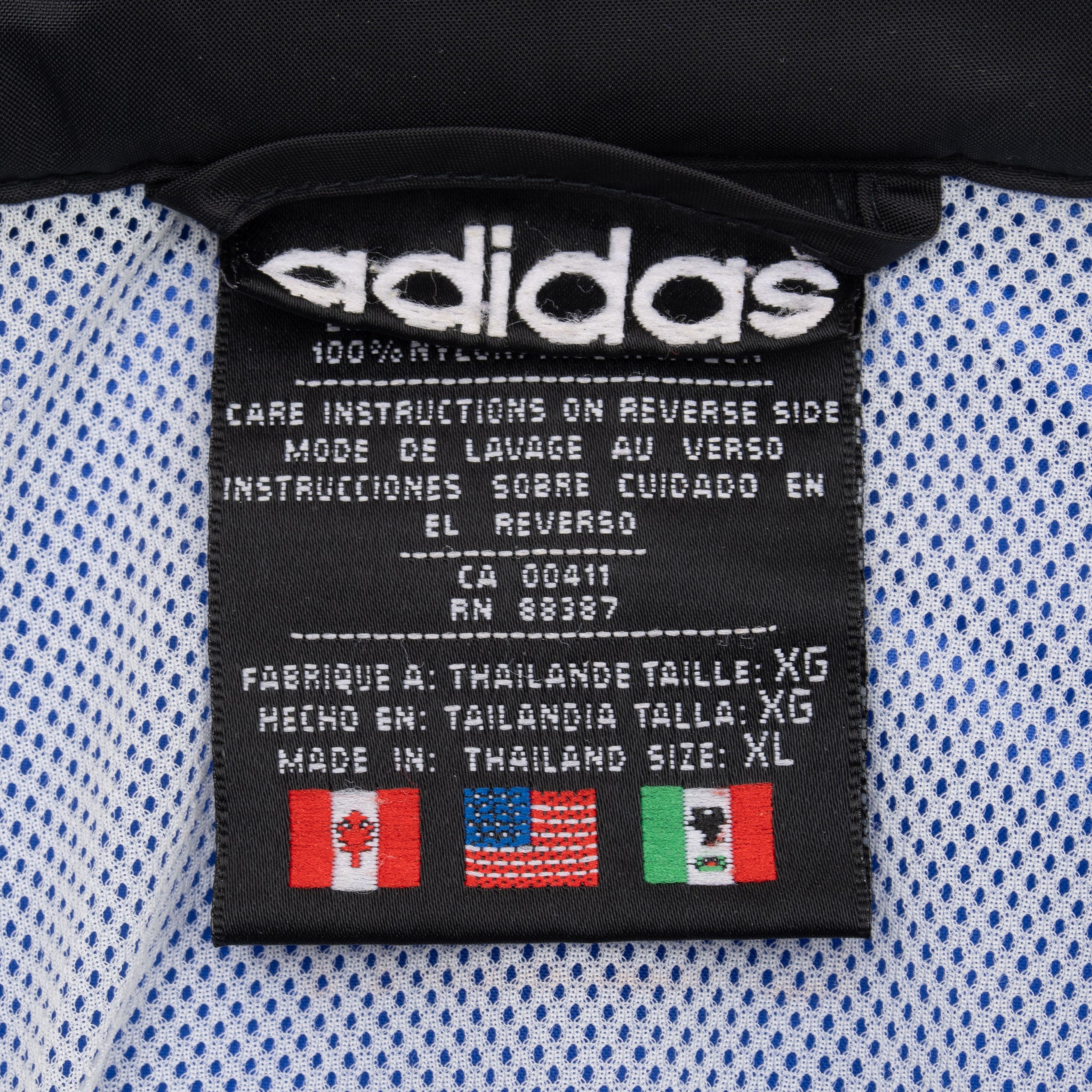 Vintage Adidas Blue White Black 1990S Windbreaker Jacket Size XL