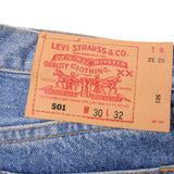Beautiful Indigo Levis 501 Jeans 1990's Made in USA.  Size on Tag 30X32 Back Button #913