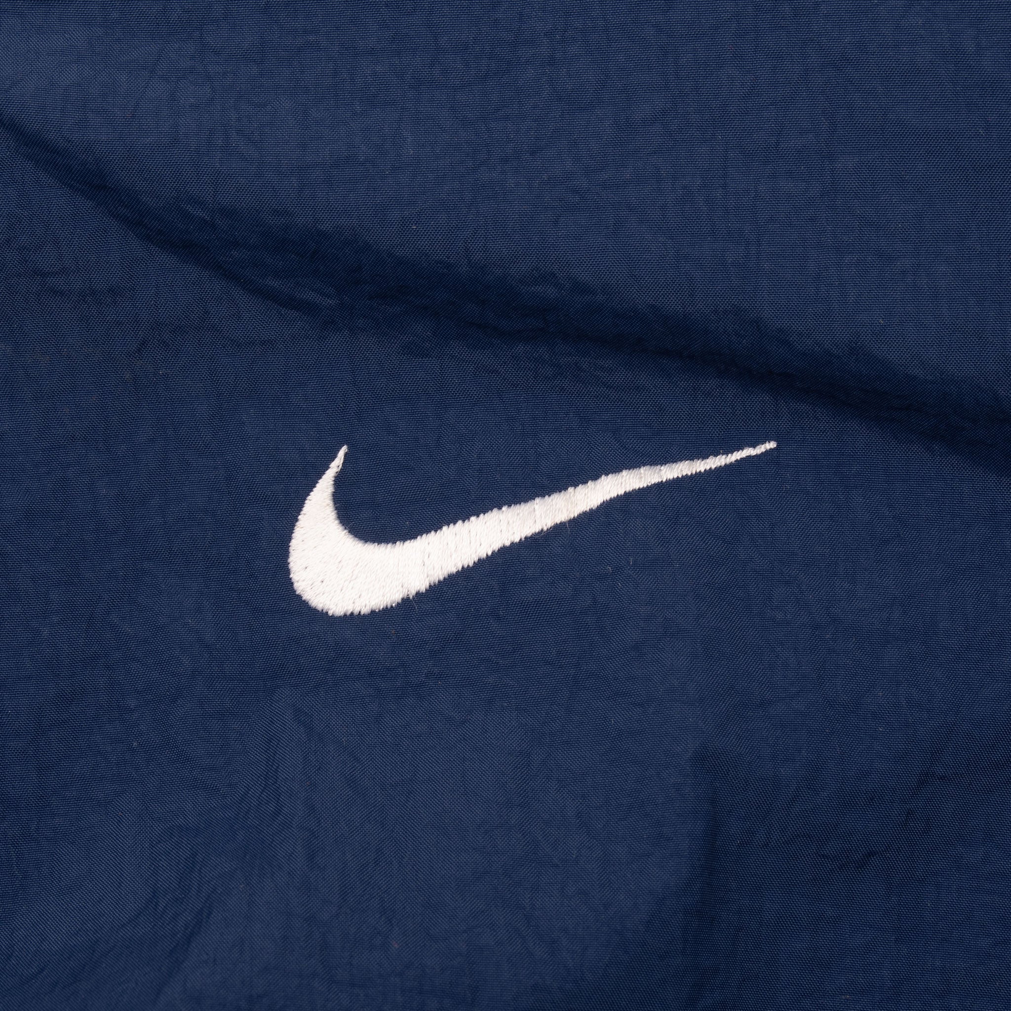 Vintage Nike Classic Swoosh Navy Blue Pullover Windbreaker Jacket 1990S Size Large