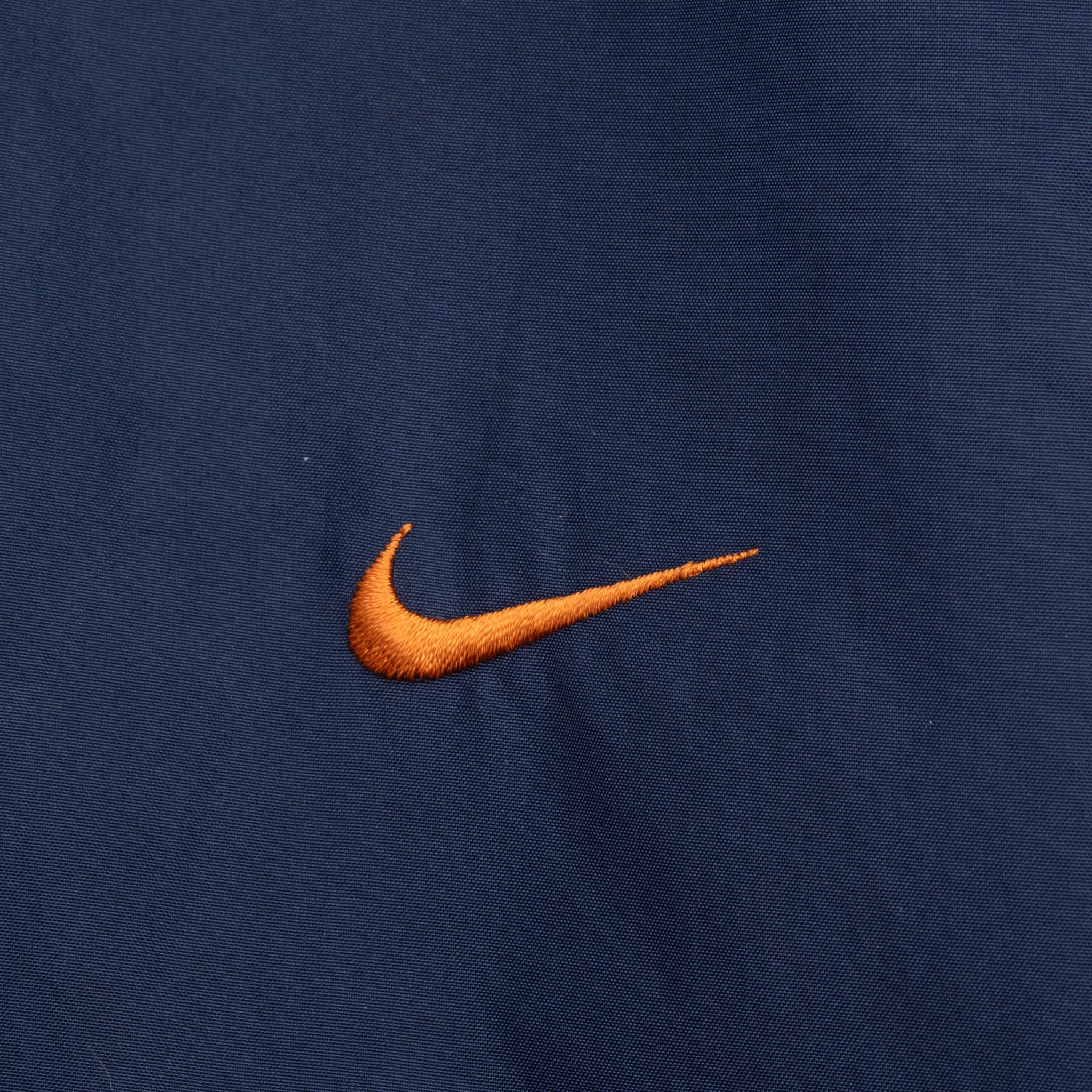 Vintage Nike Classic Swoosh Blue Pullover Windbreaker Hooded Jacket 1990S Size XL