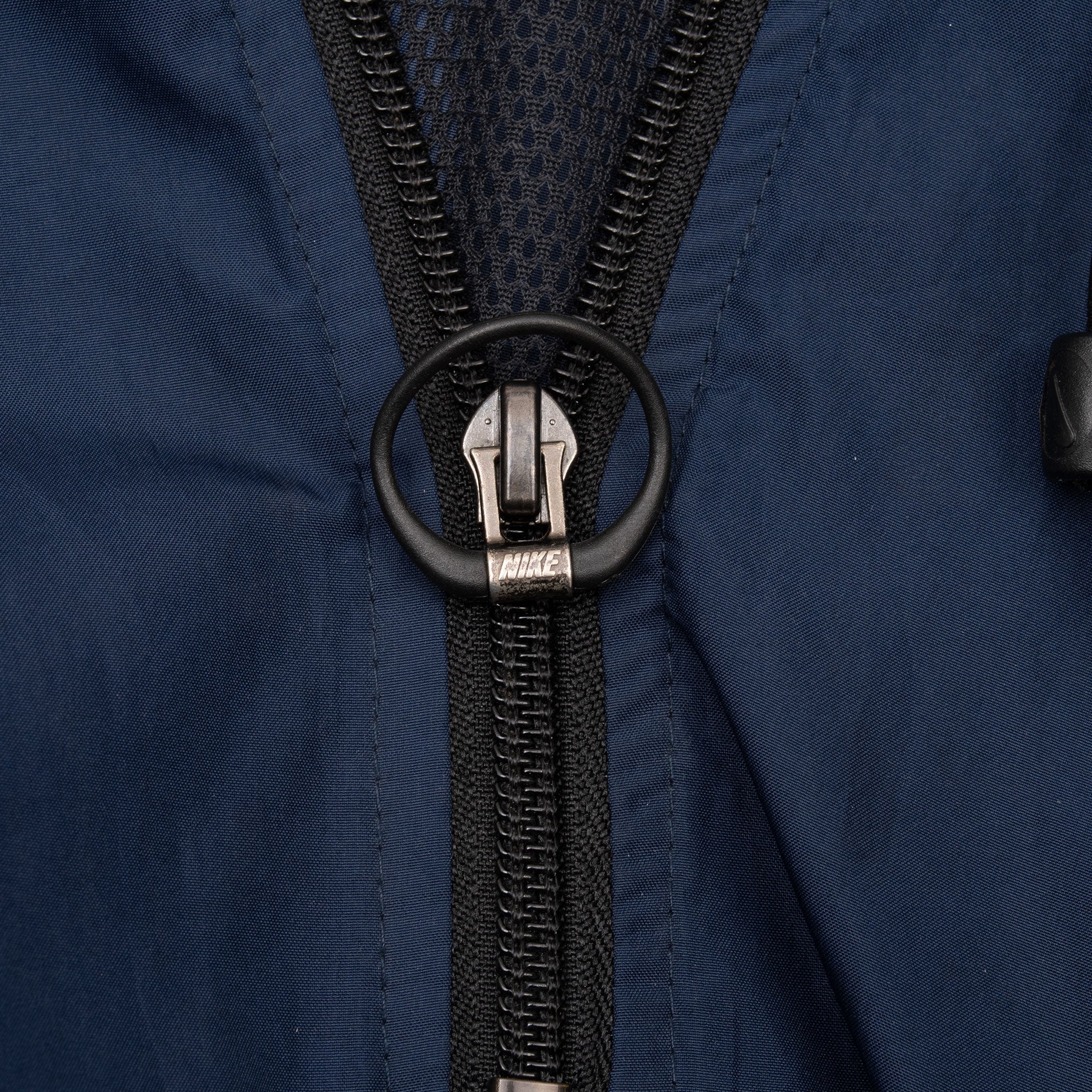 Vintage Nike Classic Swoosh Blue Pullover Windbreaker Hooded Jacket 1990S Size XL